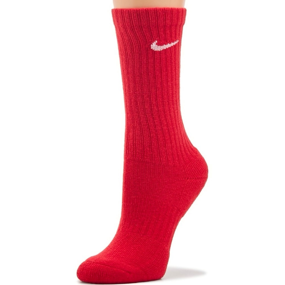 Nike red white swoosh ribbed tall socks